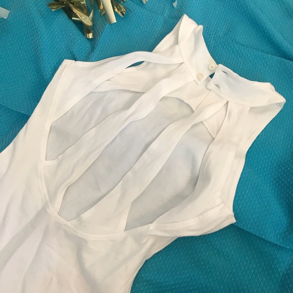 🆕 ASOS White Bodycon Cotton Dress w/Strappy Back - Picture 5 of 5